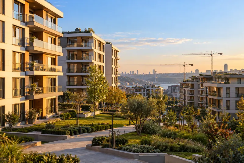 İstanbul’da kentsel dönüşümle yenilenmiş modern konut blokları